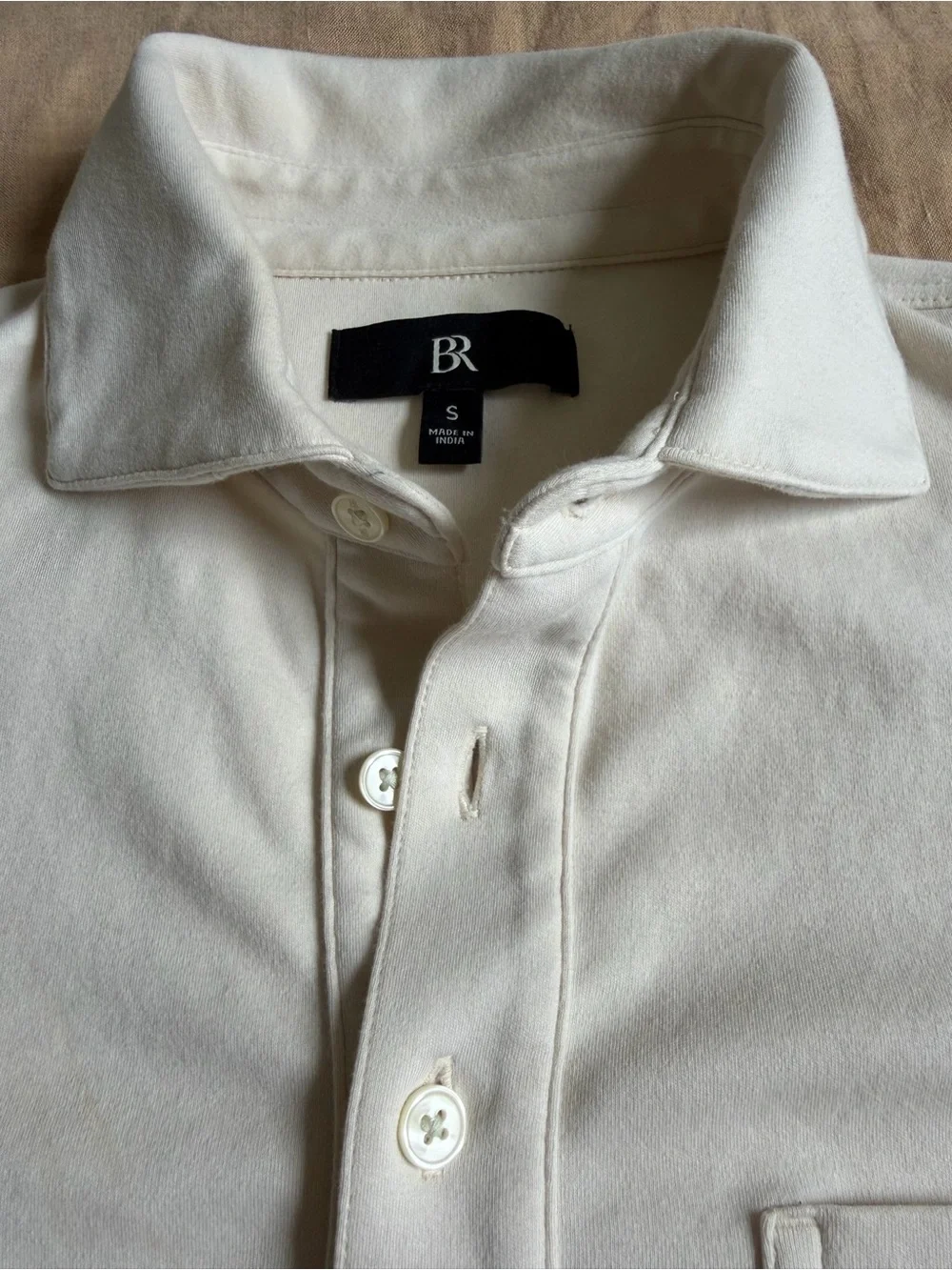 Banana Republic like-new long sleeve polo shirt mens small cream business casual